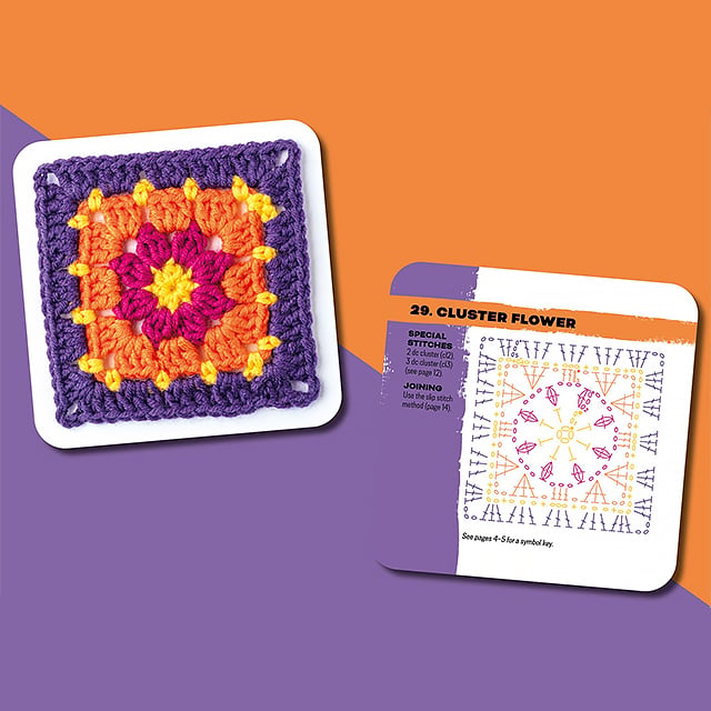 Colorful Granny Square Crochet Card Designs Set