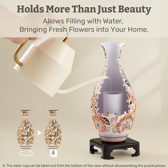 3D Floral Jigsaw Puzzle Vase Decor