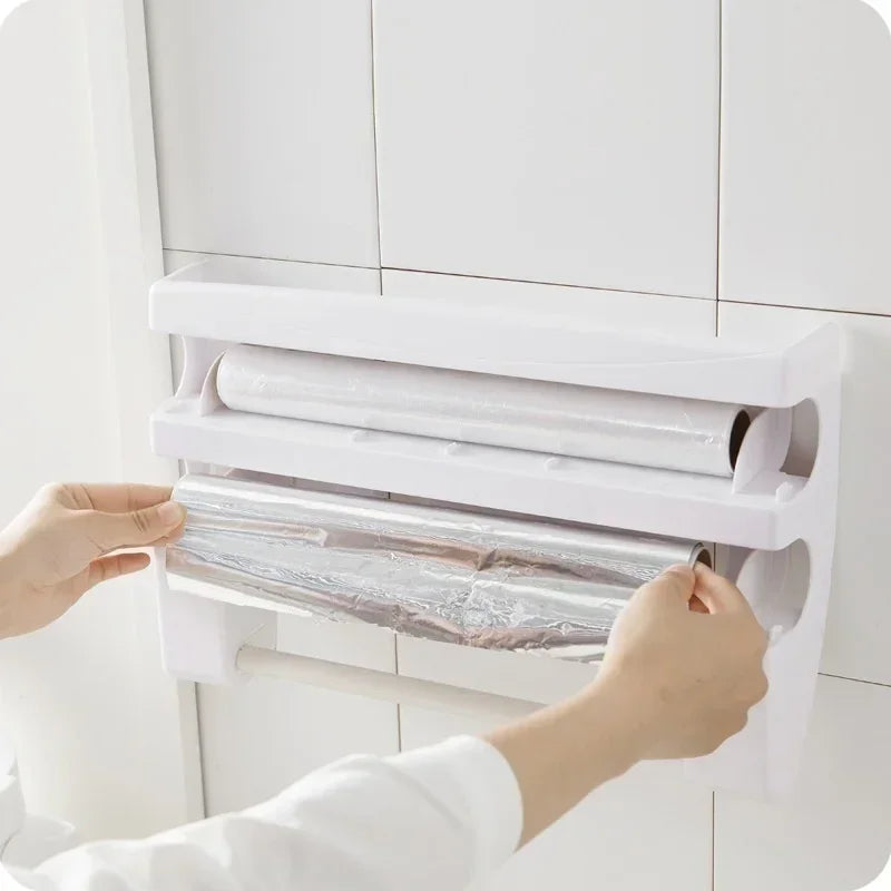 VelaWrap™ - Wall-Mounted Kitchen Wrap Dispenser & Spice Rack