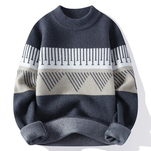 Cozy Thick Striped Knit Sweater for Winter Layers