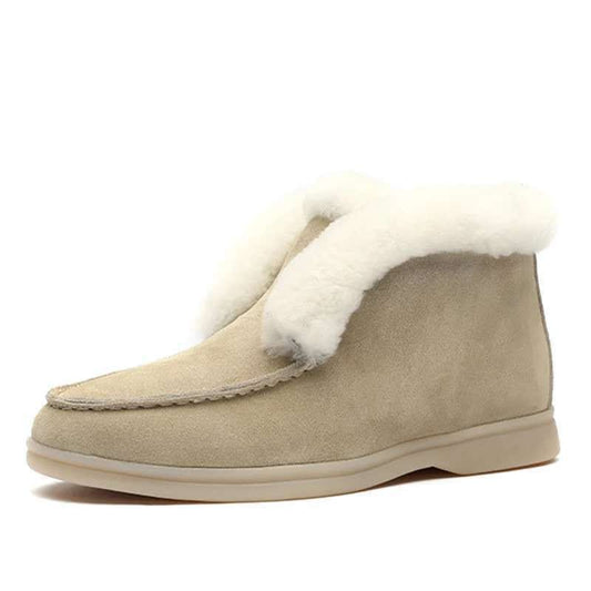 Cozy Suede Fur Lined Slip-On Ankle Boots