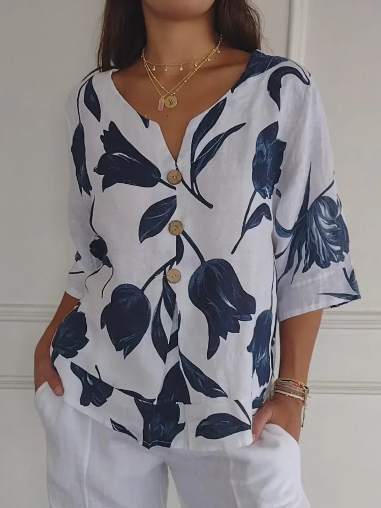 V-Neck Printed Tunic Top