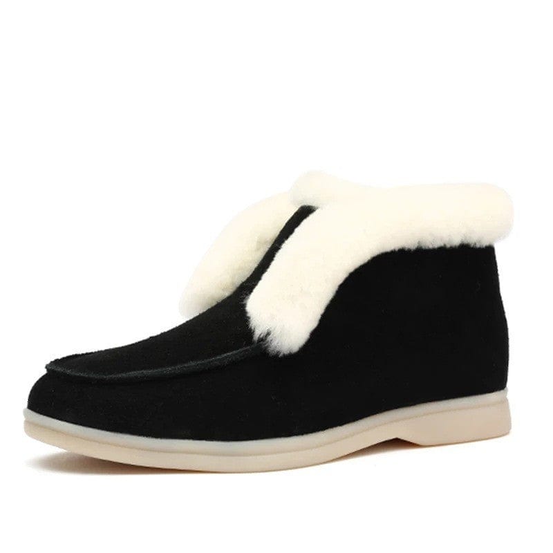 Cozy Suede Fur Lined Slip-On Ankle Boots