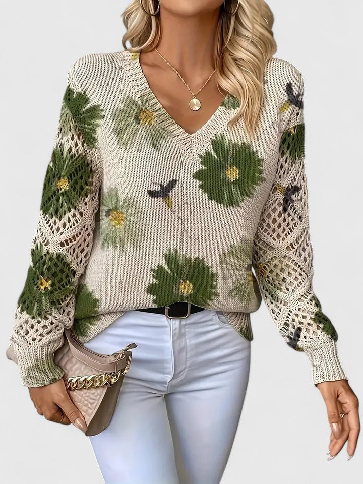 Elegant Floral Print Sweater
