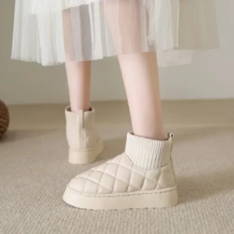 Cozy Knit Sock Booties with Thick Sole and Warm Lining