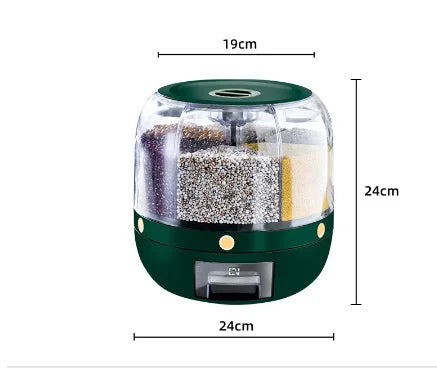 Rotatable Moisture-Resistant Grain Dispenser for Kitchen Storage