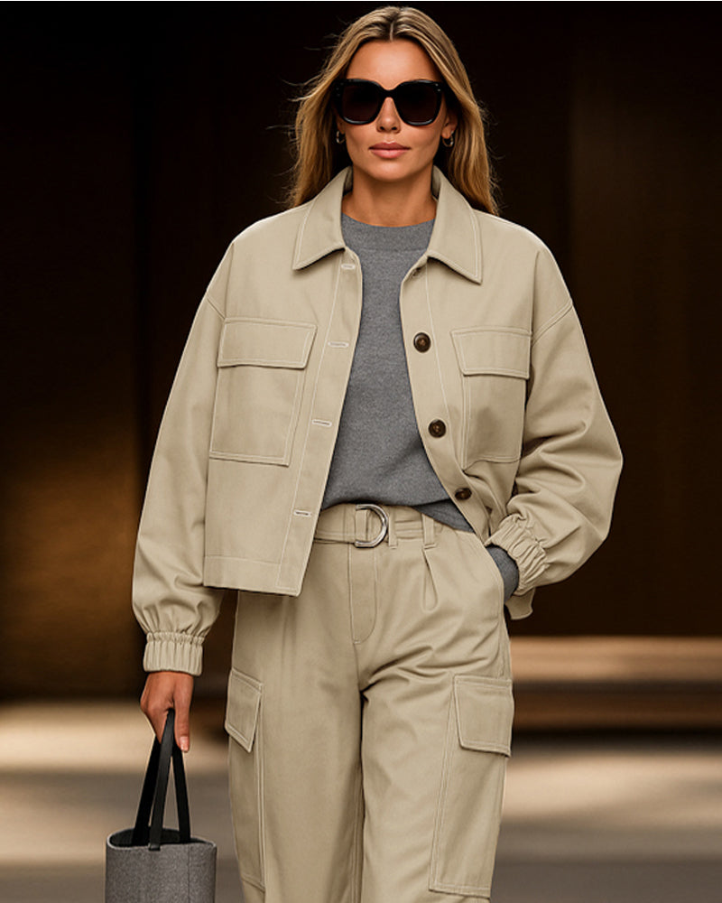 Modern Utility Cargo Jacket and Pants Set