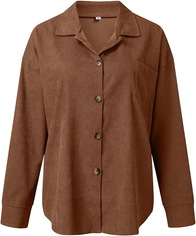 Soft Corduroy Button-Up Shirt for Women