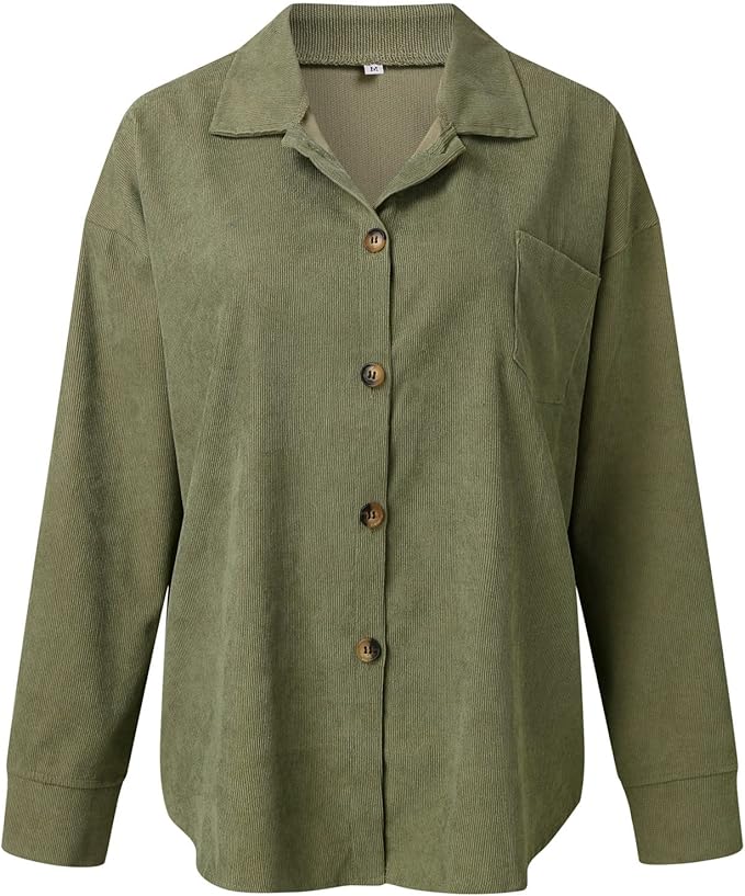 Soft Corduroy Button-Up Shirt for Women