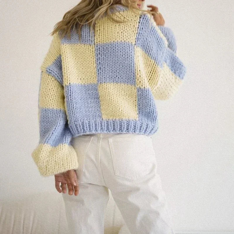 Cozy Plaid Cropped Sweater
