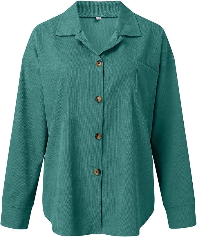 Soft Corduroy Button-Up Shirt for Women