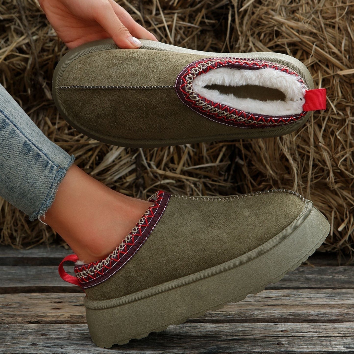 Cozy Faux Fur Lined Wedge Heel Ankle Boots