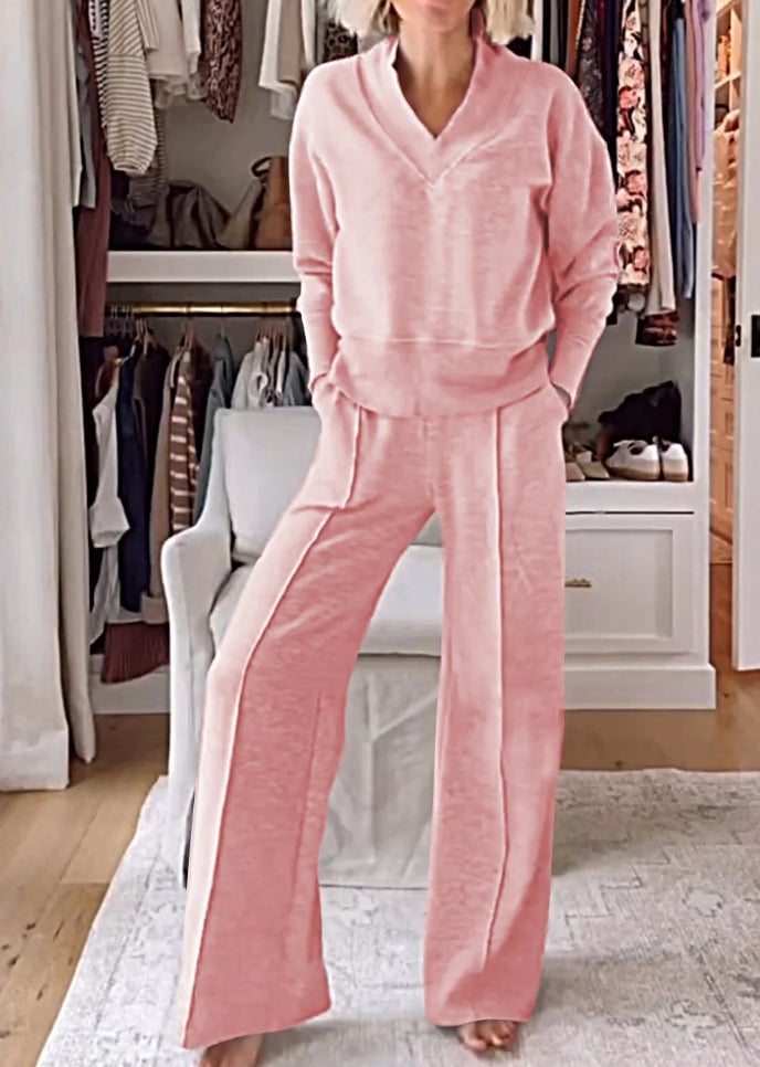 ChicEase - Women's V-Neck Two-Piece Set