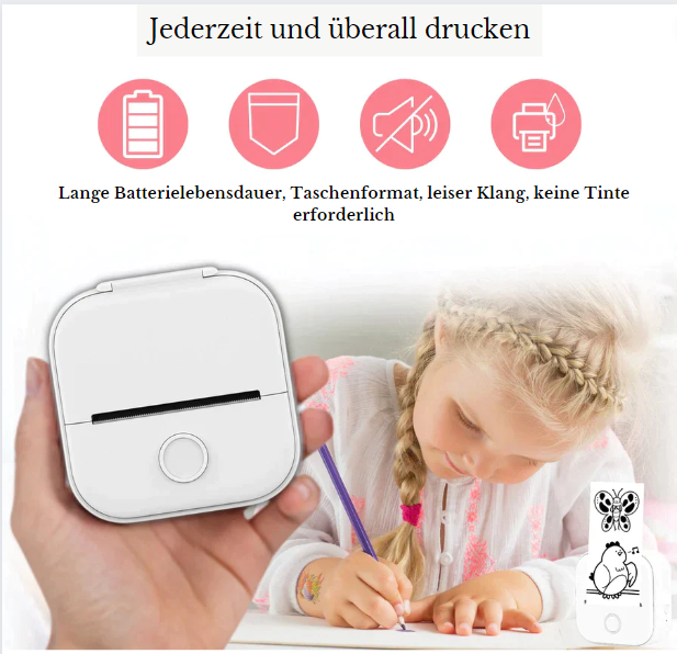 Portable Wireless Mini Photo Printer with Free Paper