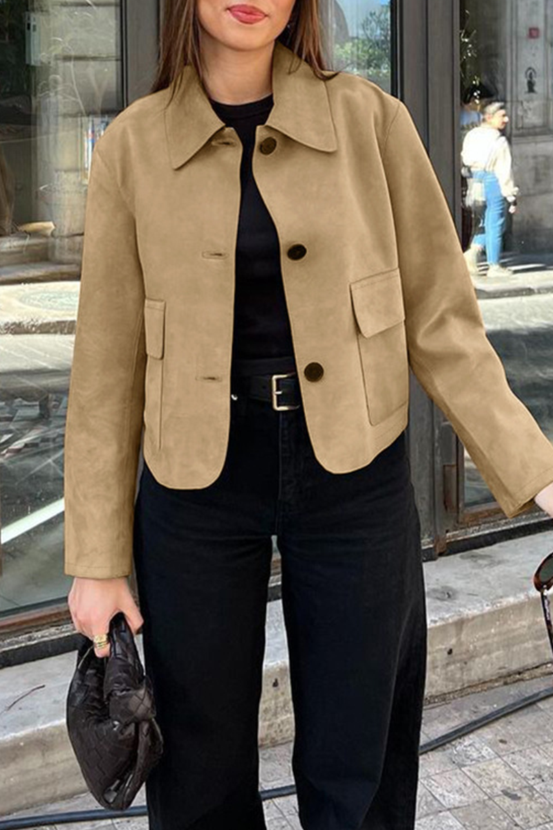 Casual Button-Up Turndown Collar Jacket