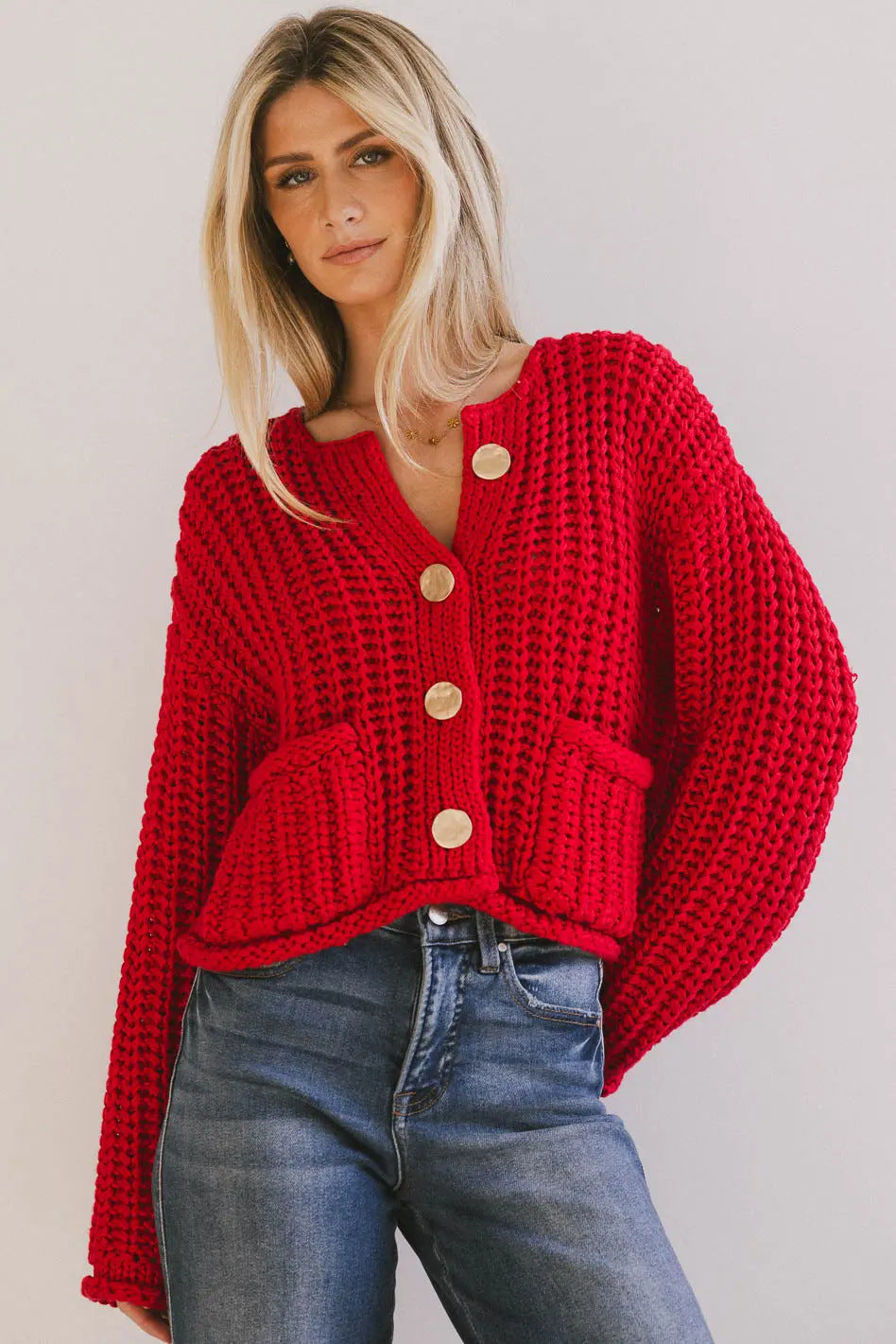 Cozy Chic Women's Buttoned Cardigan with Pockets