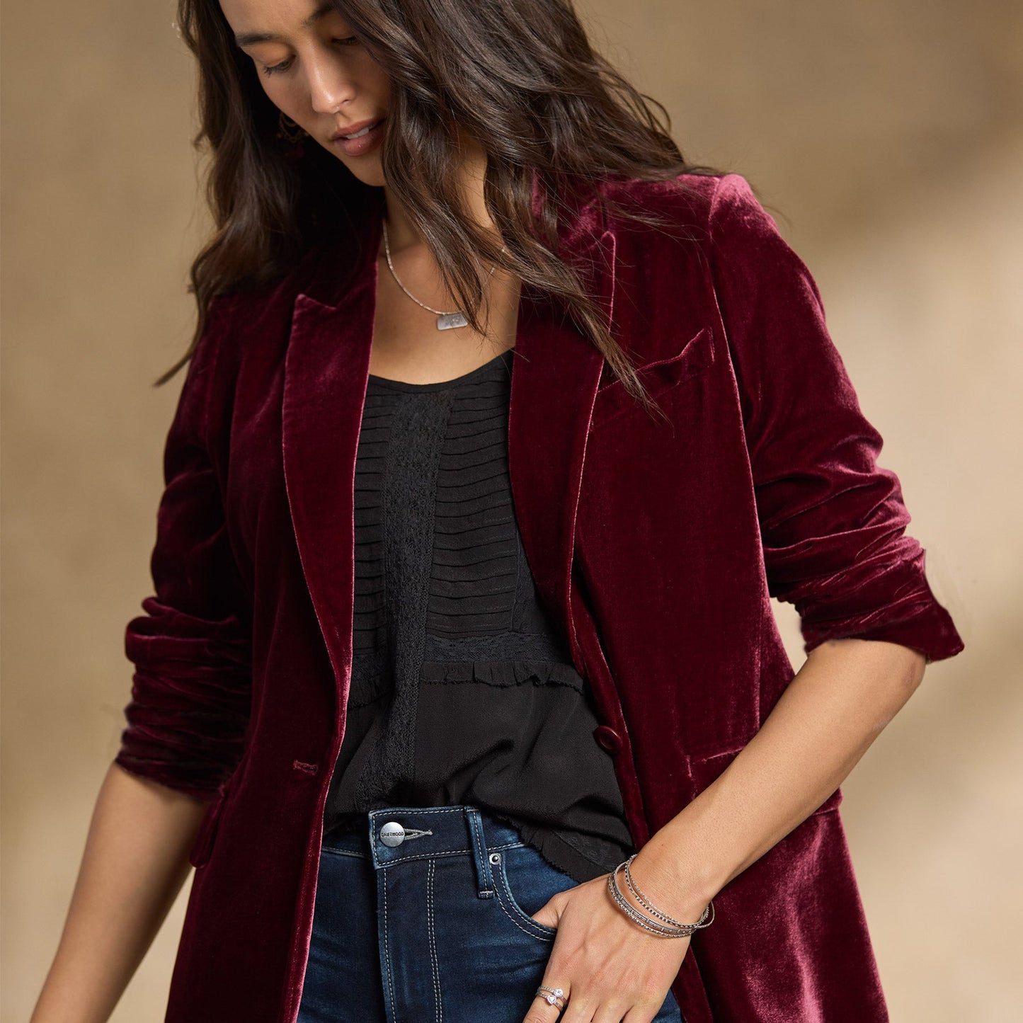 Embroidered Velvet Autumn Jacket