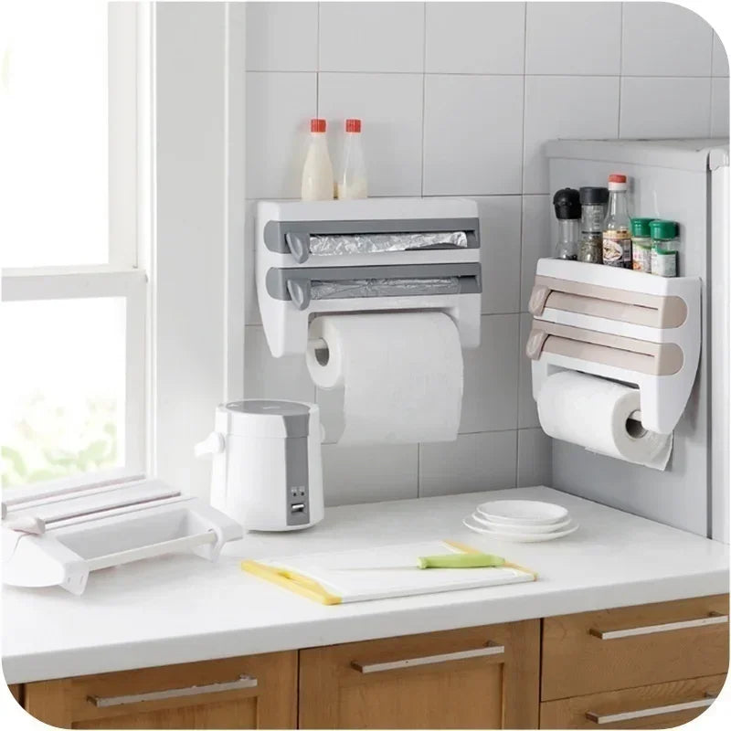 VelaWrap™ - Wall-Mounted Kitchen Wrap Dispenser & Spice Rack