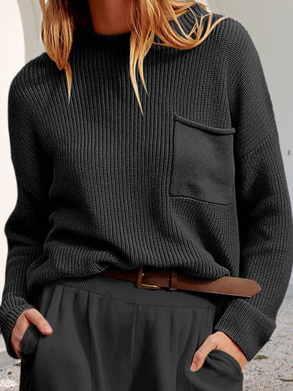 Cozy Relaxed Knit Sweater with Pockets