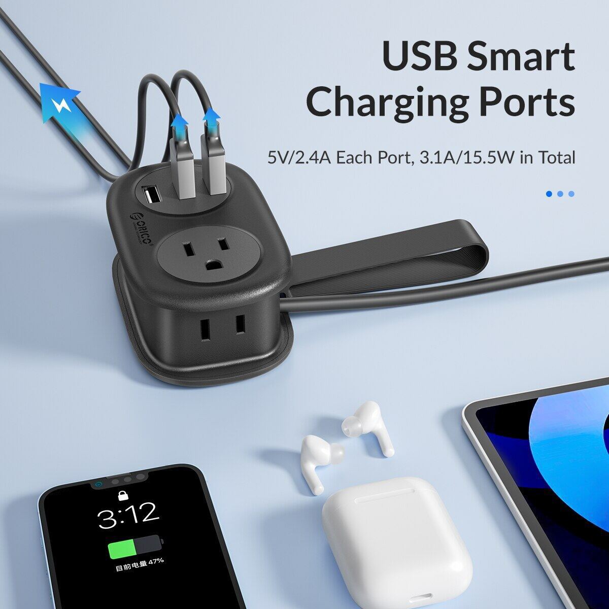 GlobeTrekker™ - Travel Power Strip with USB & Ventilated Design