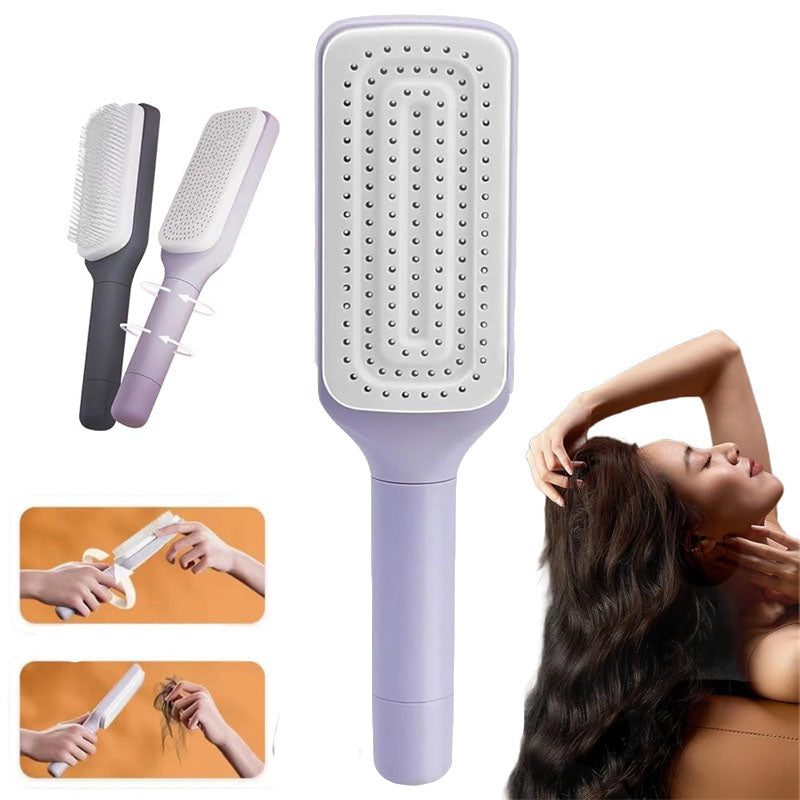 4-in-1 Self-Cleaning Anti-Static Hair Brush and Scalp Massager