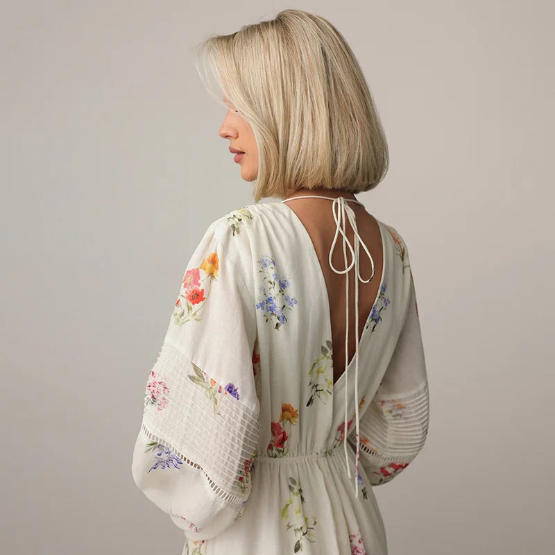 Elegant Long Sleeve Chiffon Dress