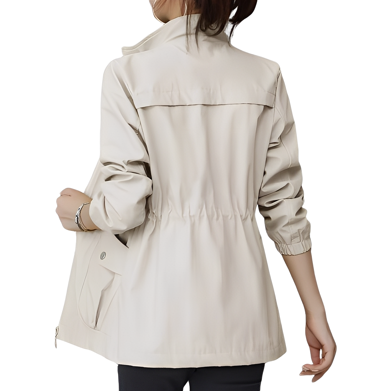 Chic Lightweight Women's Jacket with Adjustable Waist Detail