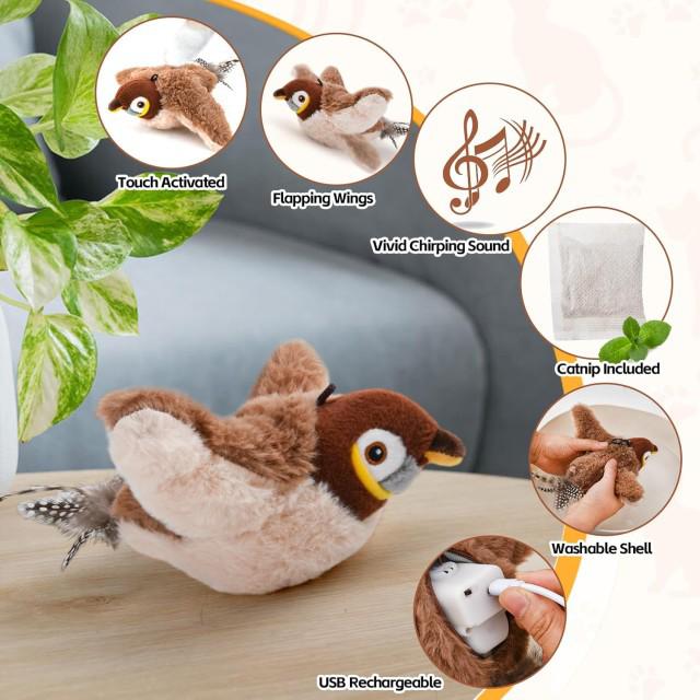 Interactive Chirping Bird Cat Toy for Active Playtime