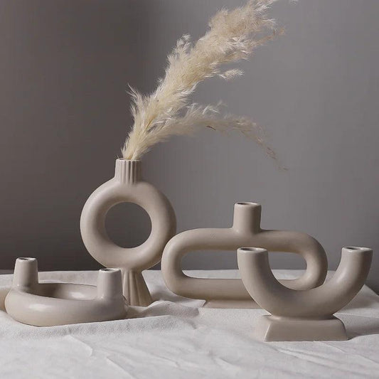 Minimalist Scandinavian Iron and Glass Candle Holder Vase