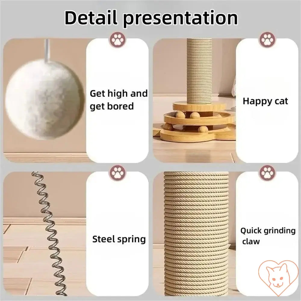 PurrfectPlay™ - Wooden Cat Turntable & Sisal Scratching Post