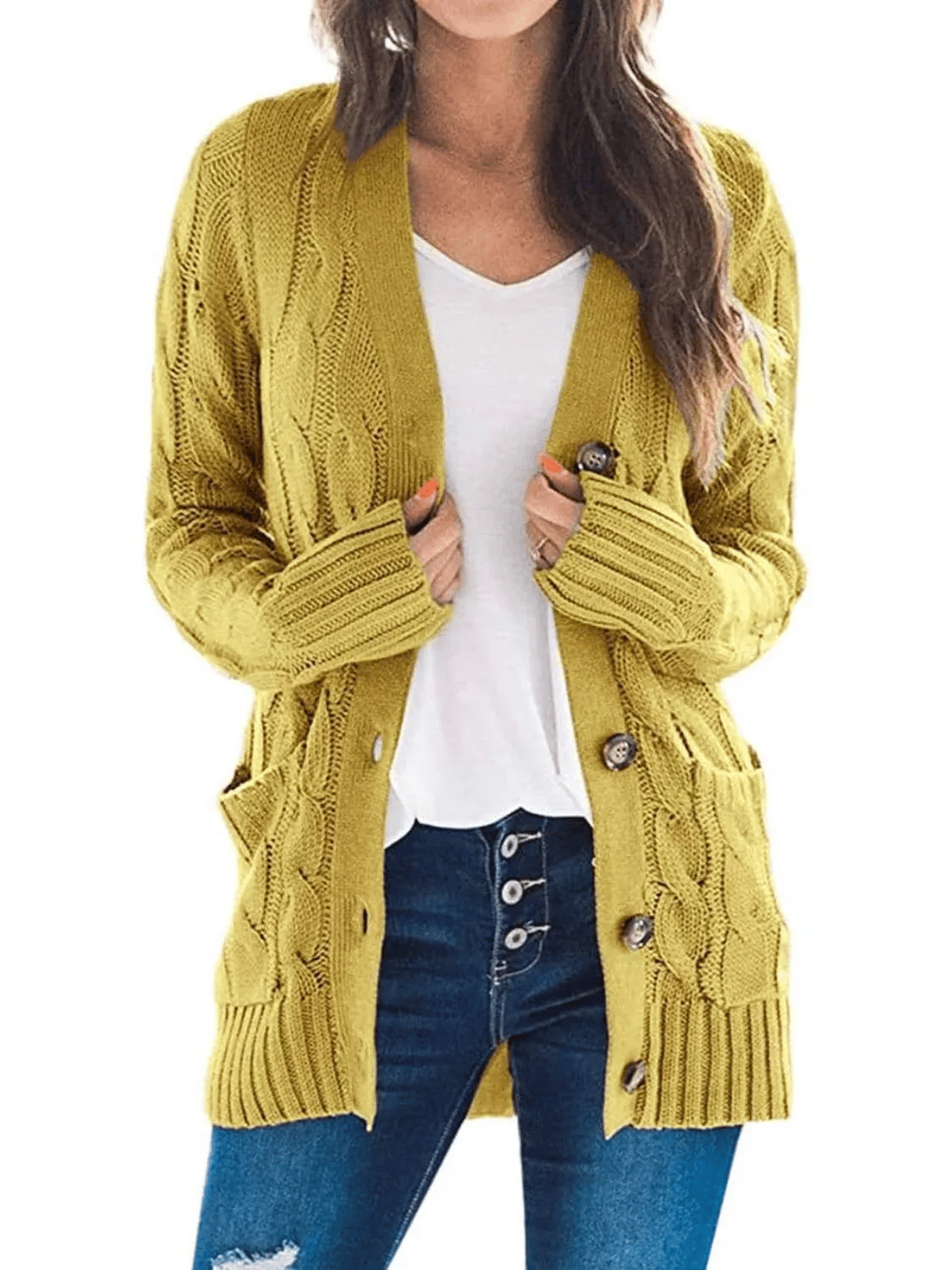 Cable Knit Open Front Cardigan
