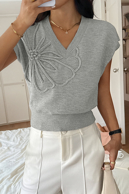 Loose Fit V-Neck Sleeveless Knit Vest