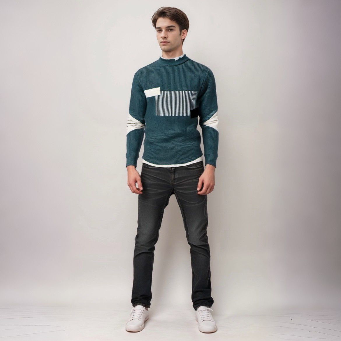 Modern Knitted Sweater for Men with Elegant Pattern