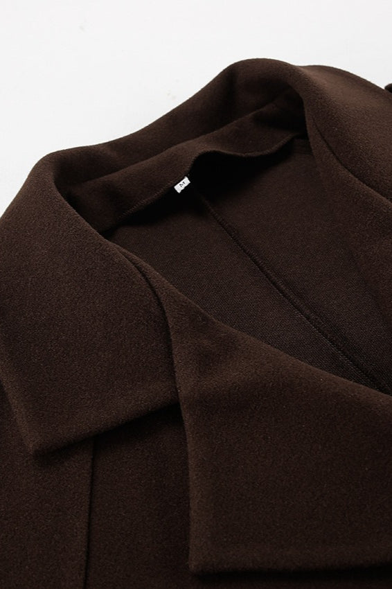 Classic Brown Wool Blend Double Breasted Jacket