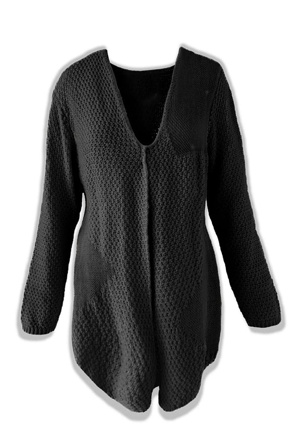 Cozy Knit Mid-Length Cardigan with Long Sleeves