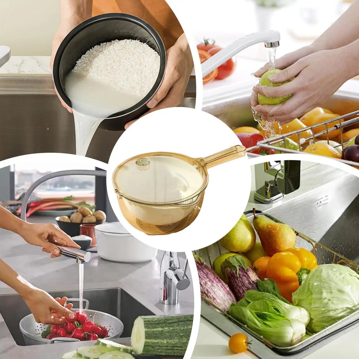 Multifunctional Vegetable Washing Basket with Handle and Spout