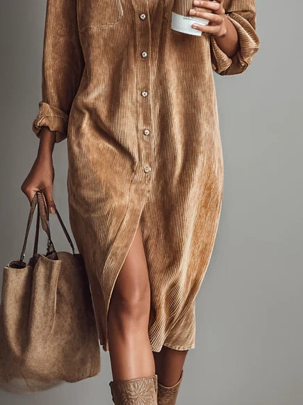 Elegant Ribbed Velvet Midi Dress for Chic Occasions