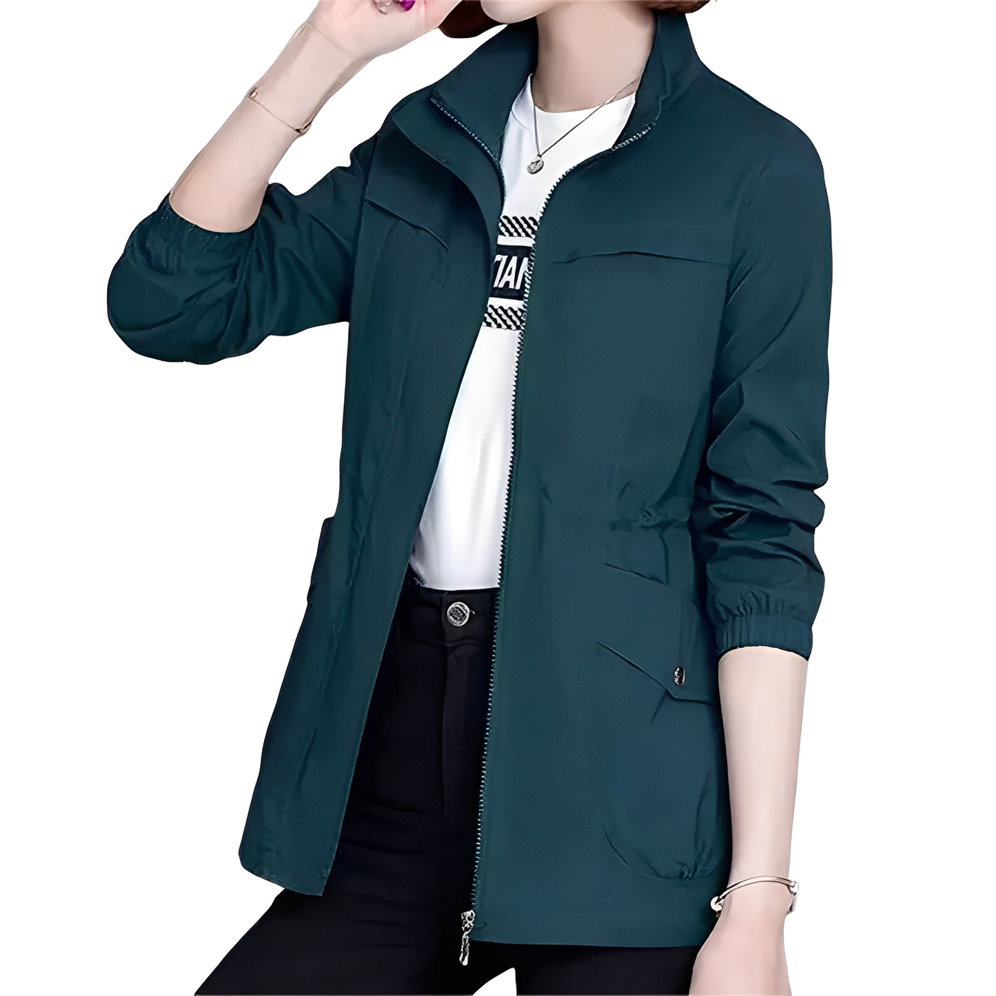 Chic Lightweight Women's Jacket with Adjustable Waist Detail