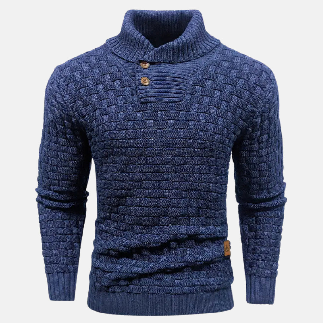 Mens Slim Fit Textured Knit Shawl Collar Sweater