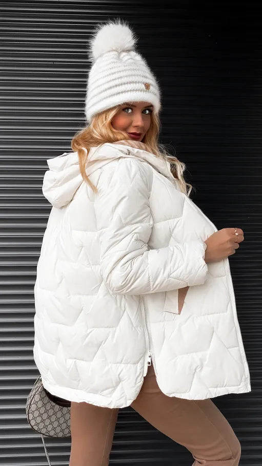 Cozy Quilted Jacket with Hood and Zipper Accents
