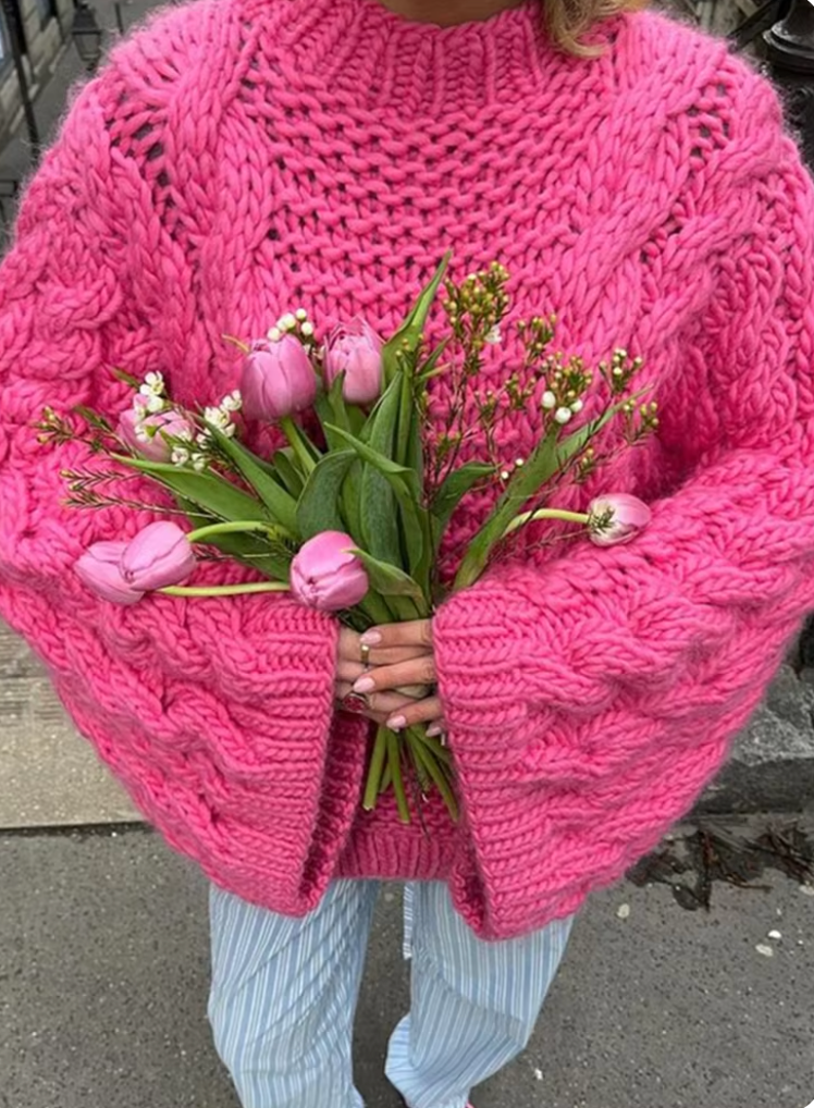 Chunky Oversized High Neck Knit Sweater