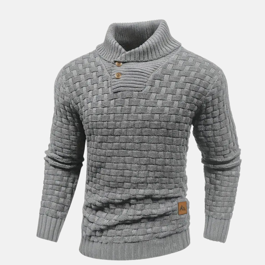 Mens Slim Fit Textured Knit Shawl Collar Sweater