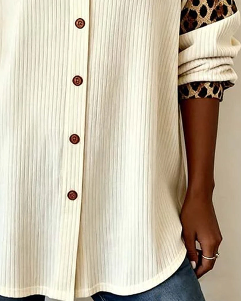 Casual Shirt with Animal Print Sleeves
