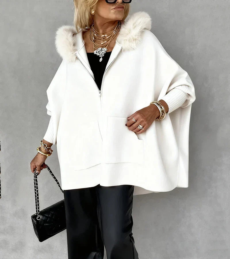 Casual Hooded Coat with Luxurious Fur Collar