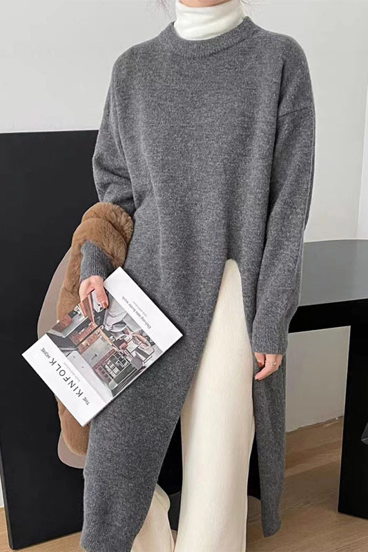 BreezyLayers™ - Side-Slit Knit Sweater Dress