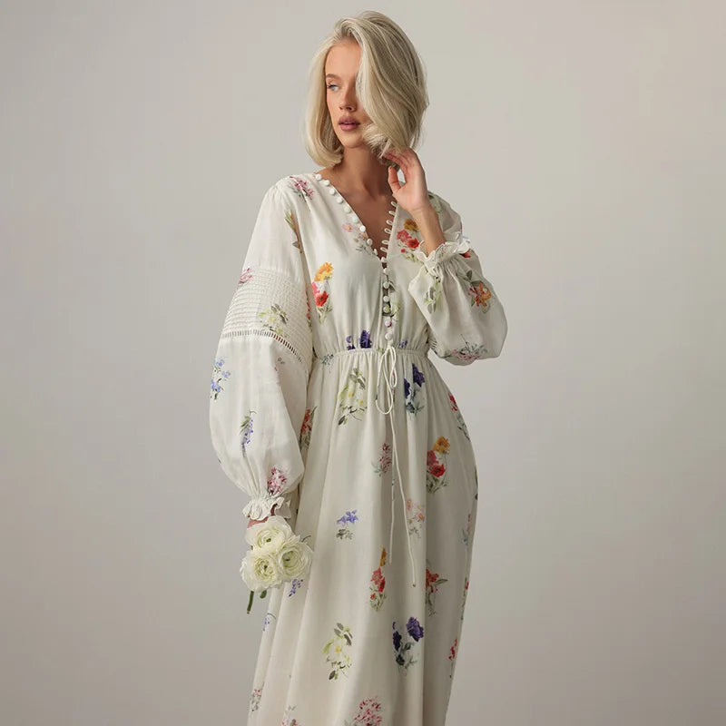 Elegant Long Sleeve Chiffon Dress