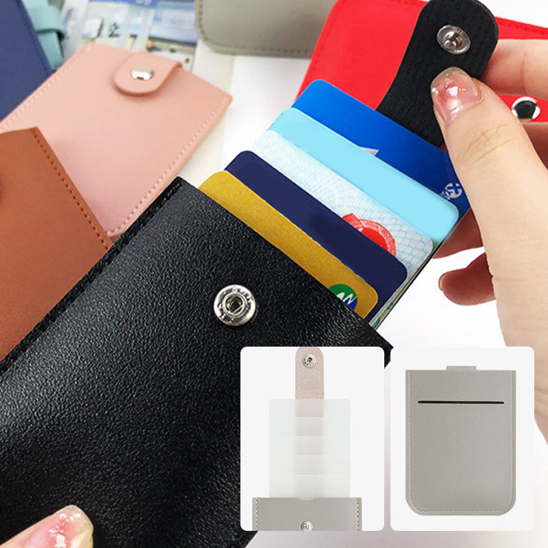Slim Minimalist PU Leather Card Holder for Women