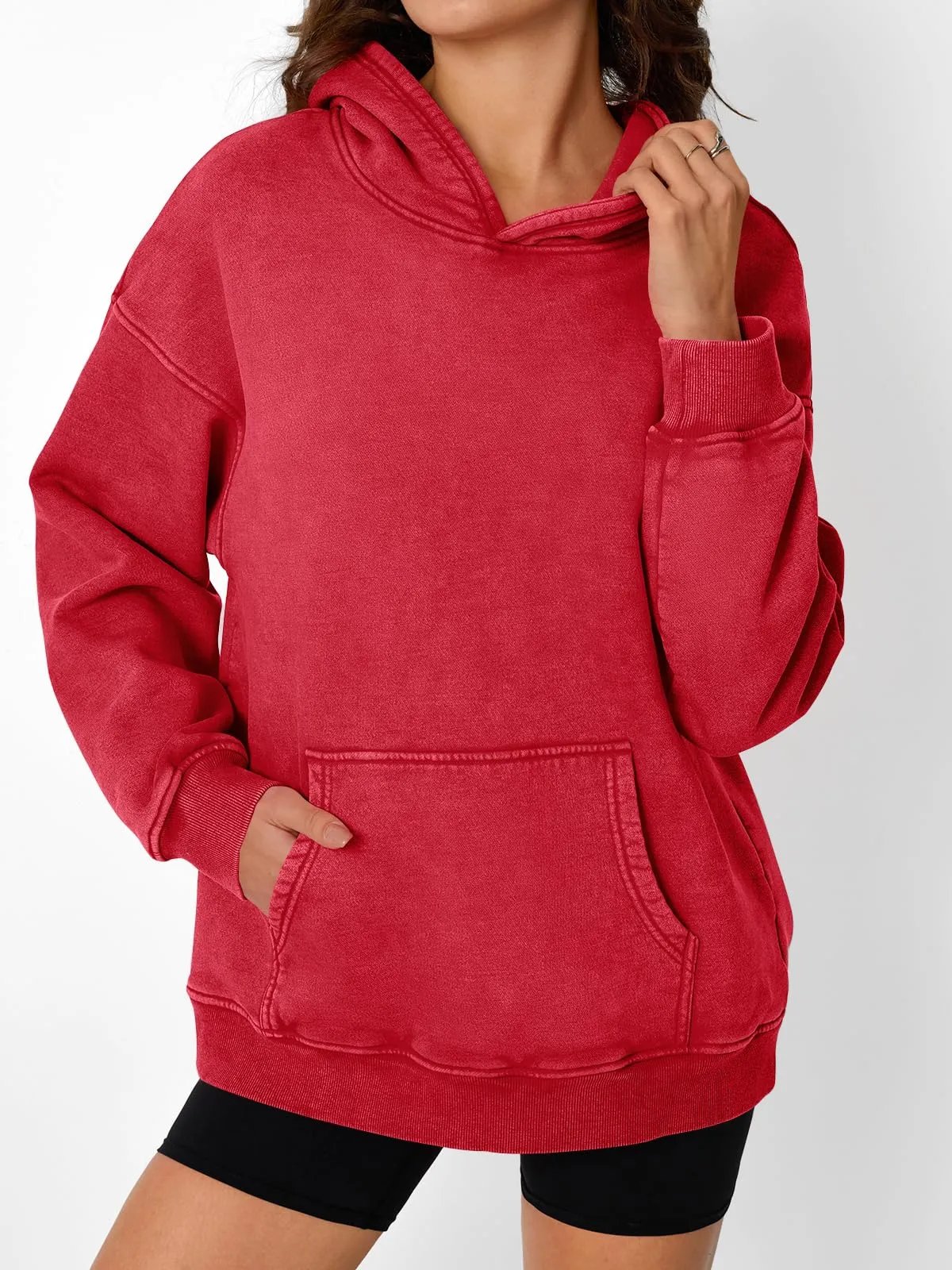 Oversized Acid Wash Hoodie Pullover