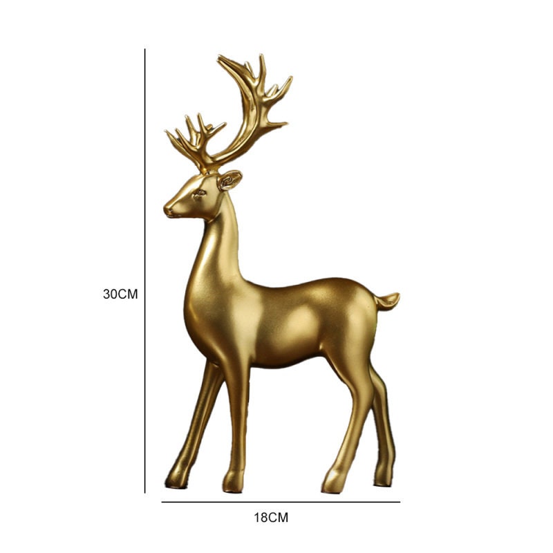 LuxeNest™ - Golden Deer Resin Sculpture for Elegant Home Decor
