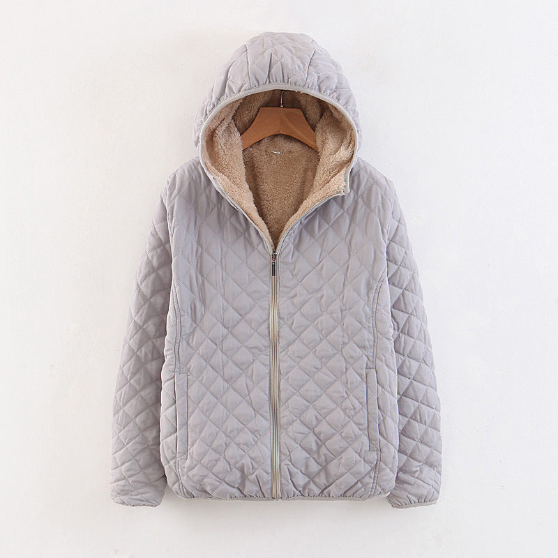 Quilted Hooded Jacket with Plush Lining